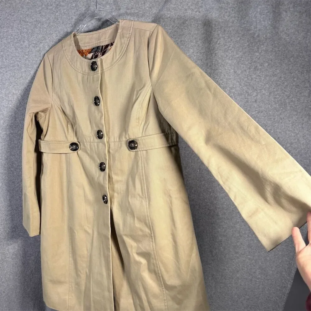 Babystyle Maternity Khaki Trench Coat Jacket Size S NWT - Picture 2 of 15